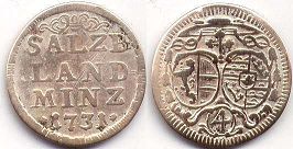 монета Зальцбург 4 крейцера 1731
