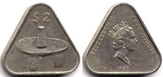 монета Островов Кука 2 доллара 1987