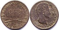 монета Дания 4 скиллинга 1842