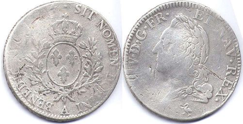 монета Франция 1 экю 1774