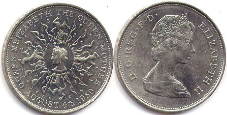 монета Великобритания 25 новых пенсов 1980