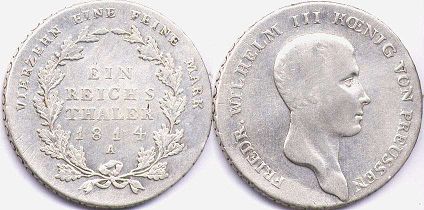 монета Пруссия 1 талер 1814