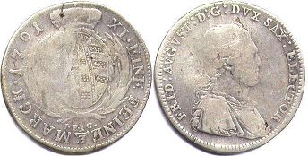 монета Саксония 1/3 талера 1791