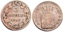 монета Бавария 3 крейцера 1848
