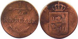 монета Вюрцбург 1/2 крейцера 1811