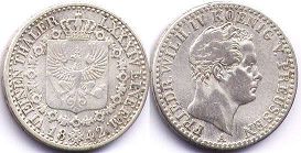 монета Пруссия 1/6 талера 1842