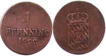монета Бавария 1 пфенниг 1822