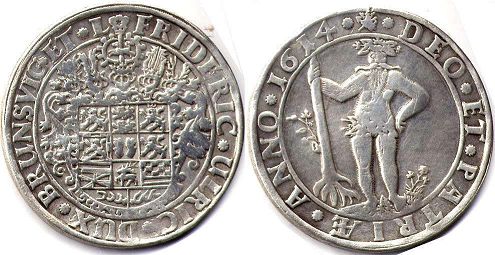 монета Брауншвейг-Вольфенбюттель 1 талер 1614
