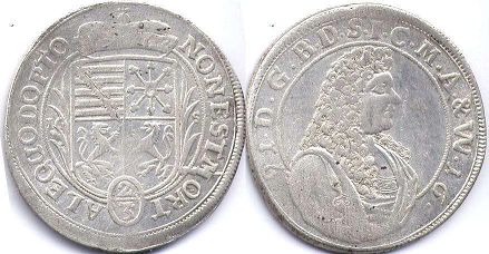 монета Саксен-Мейнинген 2/3 талера 1691