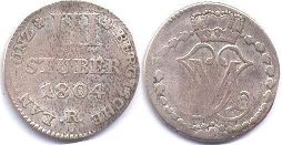 монета Берг 3 стюбера 1804