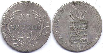 монета Саксен-Кобург-Гота 20 крейцеров 1828