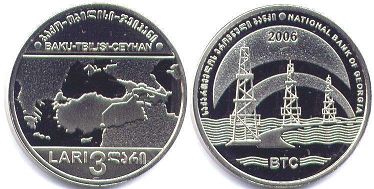 монета Грузия 3 лари 2006
