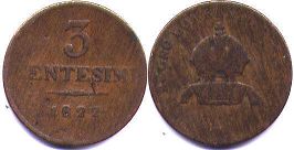 монета Ломбардия-Венеция 3 чентезими 1822