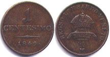 монета Ломбардия-Венеция 1 чентезимо 1849