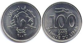 монета Ливан 100 ливров 2003