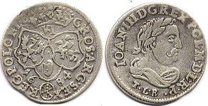 монета Польша шостак 1684