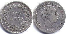 монета Португалия 100 рейс 1861