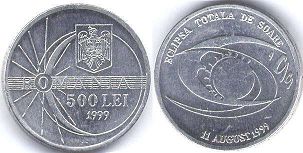монета Румыния 500 лей 1999