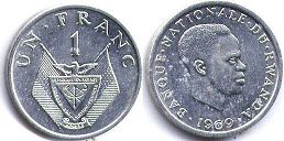 монета Руанда 1 франк 1969