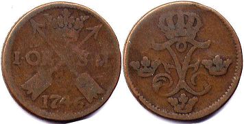 монета Швеция 1 эре SM 1746