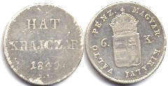 монета Венгрия 6 крейцеров 1849