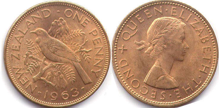 монета Новая Зеландия 1 пенни 1963