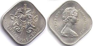 монета Багамы 15 центов 1966