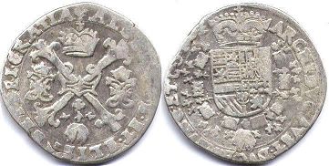 монета Испанские Нидерланды 1/4 патагона без даты (1612-1621)
