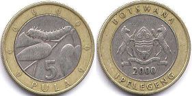 монета Ботсвана 5 пул 2000