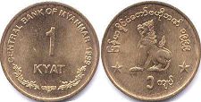 монета Мьянма 1 кьят 1999