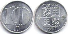 монета Чехословакия 10 геллеров 1991