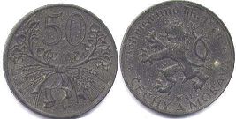 монета Богемия и Моравия 50 геллеров 1941