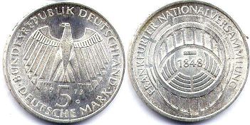 монета ФРГ 5 марок 1973