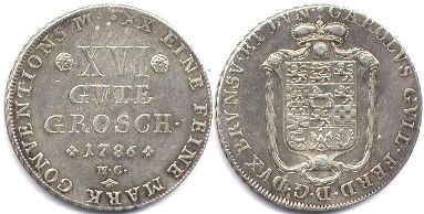 монета Брауншвейг-Вольфенбюттель 16 грошенов 1786