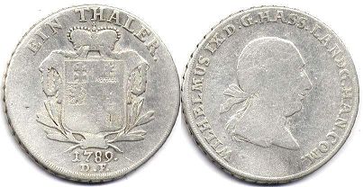 монета Гессен-Кассель 1 талер 1789