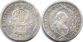 монета Ансбах 20 крейцеров 1763
