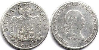 монета Гессен-Кассель 1/2 талера 1789