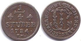 монета Юлих-Берг 1/4 стюбера 1784