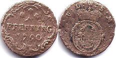 монета Лёвенштайн-Вертхайм-Рошфор 1 пфенниг 1790