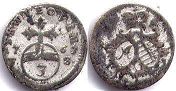 монета Саксен-Веймар-Эйзенах 3 пфеннига 1763