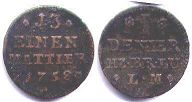 монета Брауншвейг-Вольфенбюттель денье (1/3 пфеннига) 1758