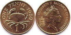 монета Гернси 1 пенни 1989