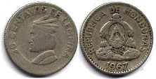 монета Гондурас 20 сентаво 1967