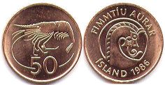 монета Исландия 50 аурар 1986