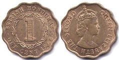 монета Британский Гондурас 1 цент 1966