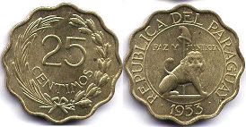 монета Парагвай 25 сентимо 1953