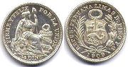 монета Перу 1/2 динеро 1908