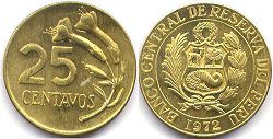монета Перу 25 сентаво 1972