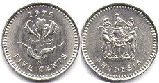 монета Родезия 5 центов 1976