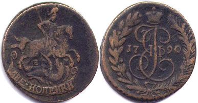 монета Россия 2 копейки 1790